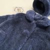 abrigo pelo con capota, azul de marta y paula