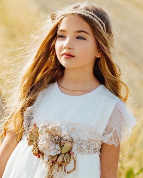 VESTIDO CON FAJIN TULL PLISADO JIMENA DE BELLA BIMBA