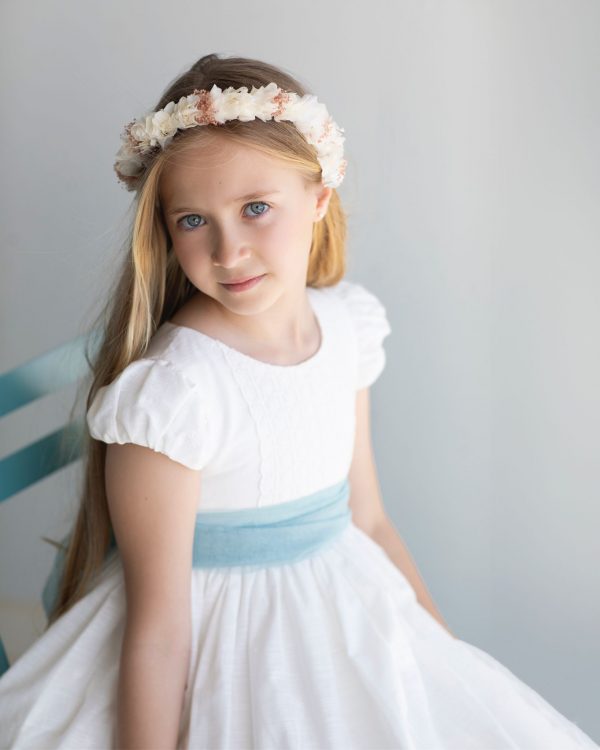 Vestido lino bordado comunión niña