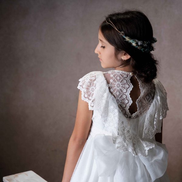 Vestido comunión blanco de plumeti