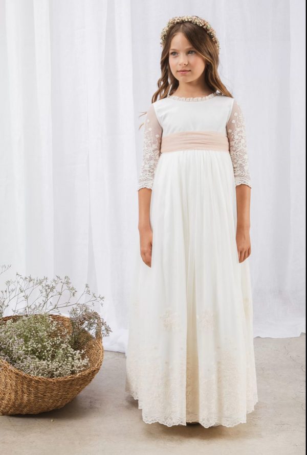 VESTIDO TULL BORDADO COMUNION DELADOSALADOCE