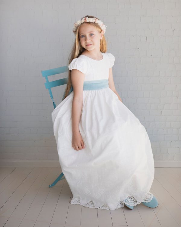Vestido lino bordado comunión niña