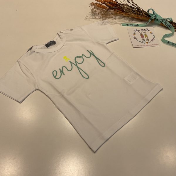 camiseta niño enjoy con calavera fluor