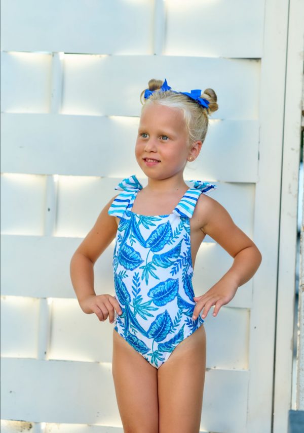 BAÑADOR MORA NIÑA ESTAMPADO AZUL MARICRUZ