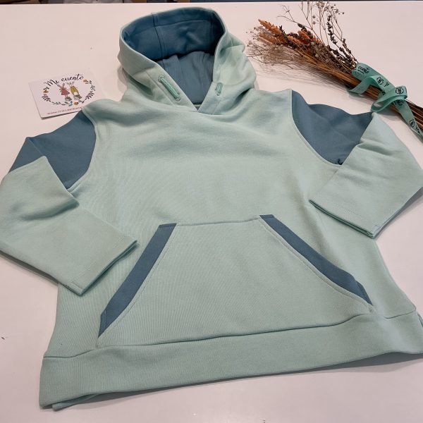 Sudadera niño capucha verde agua be more