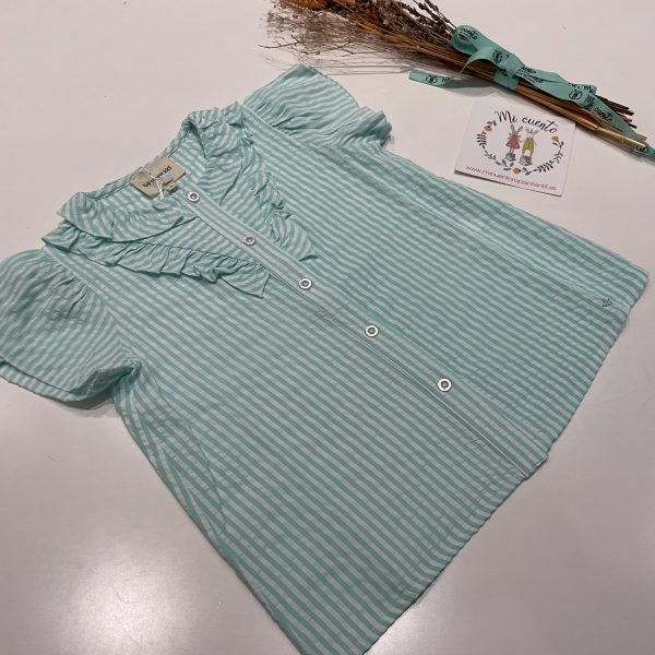 Camisa rayas verde agua niña BeMore