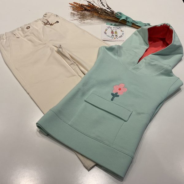 Sudadera verde agua flor niña BeMore