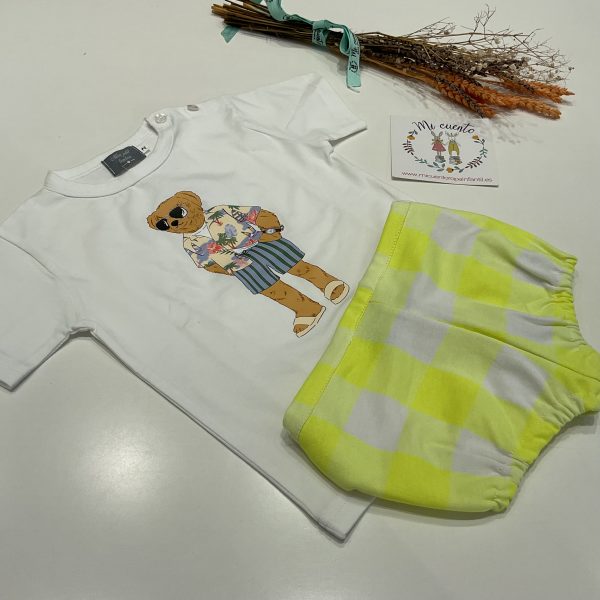 CONJUNTO NIÑO BOMBACHO Y CAMISETA OSO MON PETIT