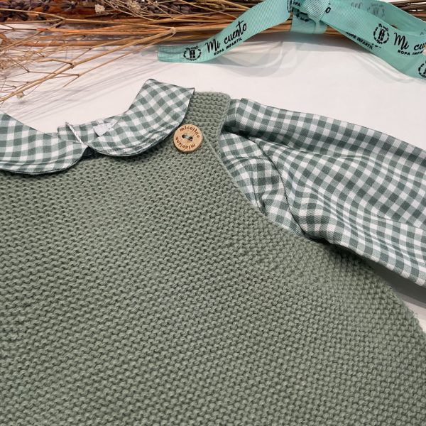 PETO VERDE PUNTO CON CAMISA VICHY BEBE