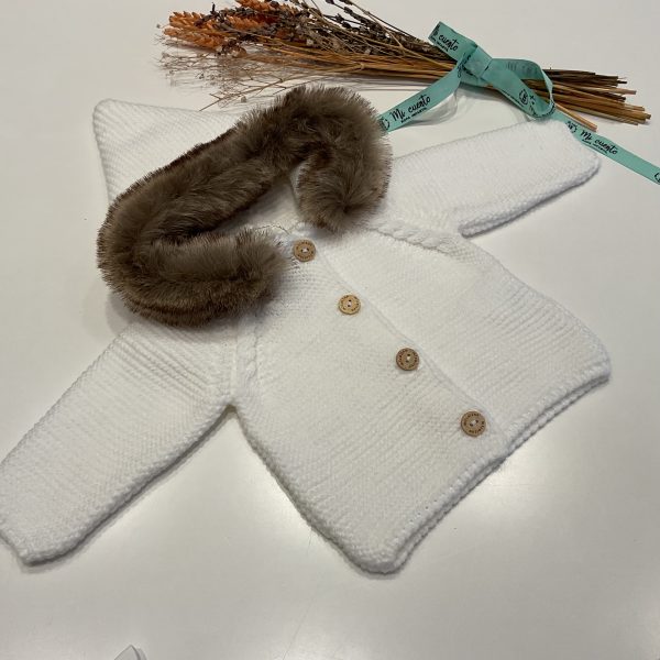 CHAQUETA PELO EN CAPUCHA BLANCA DE MICOLINO