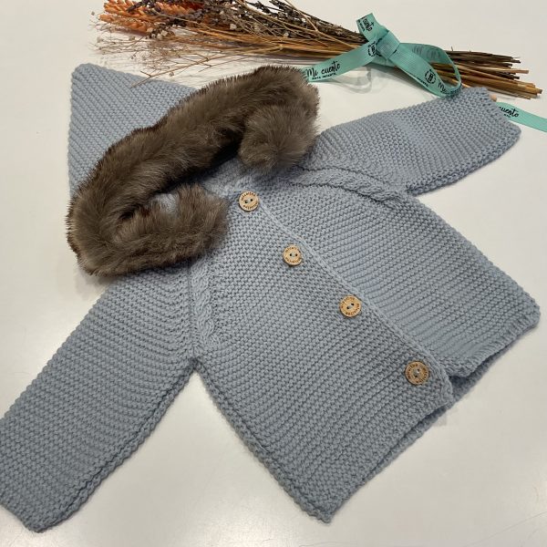 CHAQUETA PELO EN CAPUCHA AZUL DE MICOLINO