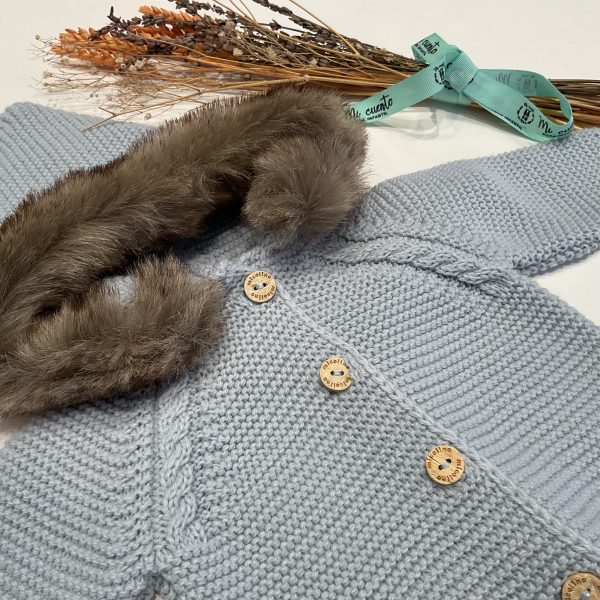 CHAQUETA PELO EN CAPUCHA AZUL DE MICOLINO