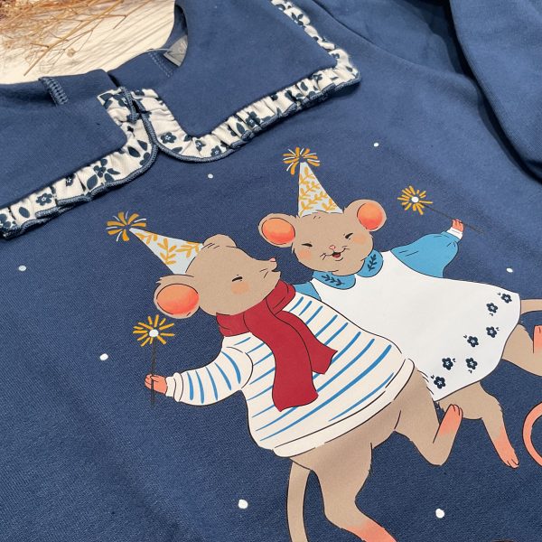 SUDADERA NIÑA RATONES AZUL DE MON PETIT
