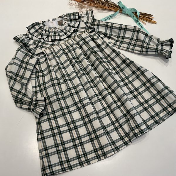 VESTIDO CUADROS VERDE CON HILO DE LUREX DE MON PETIT