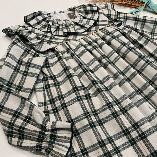 VESTIDO CUADROS VERDE CON HILO DE LUREX DE MON PETIT